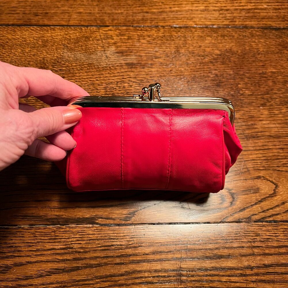 NWOT Red Leather Snap-Lock Purse
